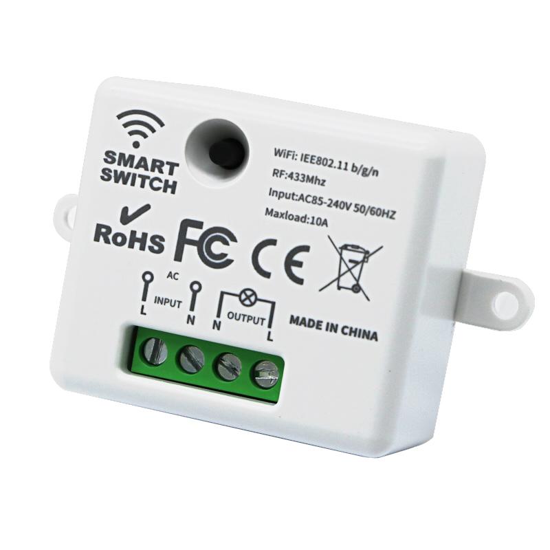 Interruttore Ricevitore Intelligente con Telecomando RF 10A AC 85-240V RF+WIFI Mini Interruttore Luce 433Mhz Telecomando Wireless + Controllo APP Modulo Smart Life Casa