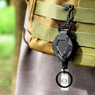 Heavy Duty Retractable Keychain with Magnetic Closure Tactical ID Badge Holder Reel Carabiner Clip Easy-pull Buckle