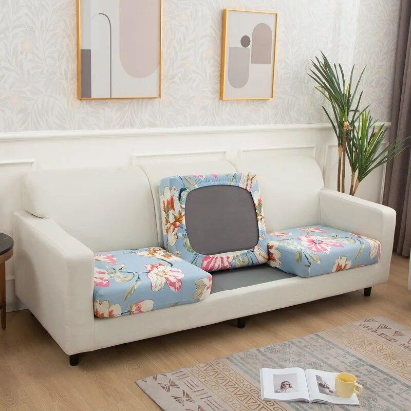 1/2/3/4 Seater Sofa Seat Cushion Cover for Living Room Pets Kids Furniture Printing Stretch Washable Removable Chair Seat Cover