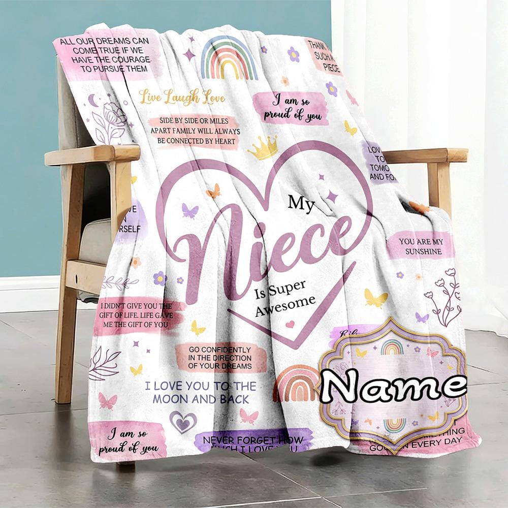 My Niece Is Super Pink Heart Customize Your Name Home Blanket S Comfortable Soft Lightweight Allseason Multipurpose Blanket For Picnics Couches