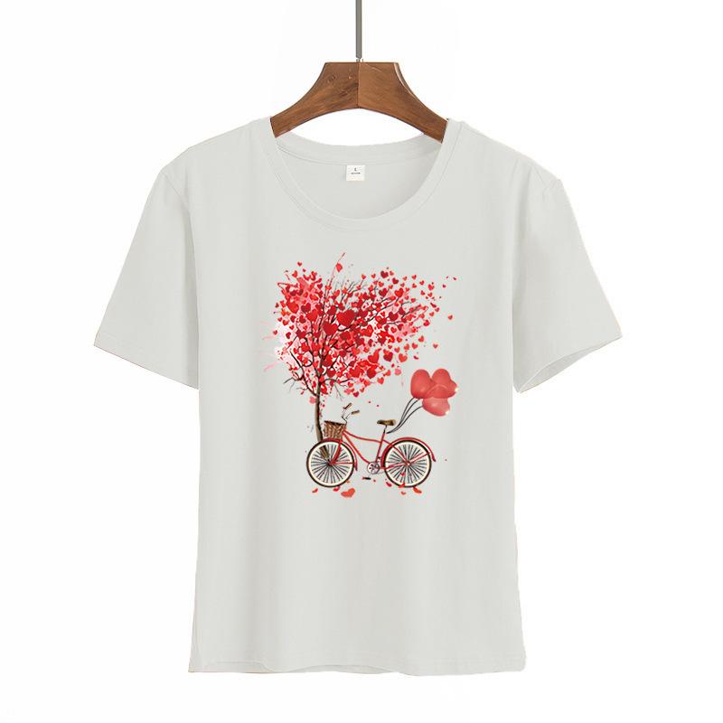 Women Summer Short Sleeved T-shirt Ladies Trendy Casual Pullover Round Neck Printed Top