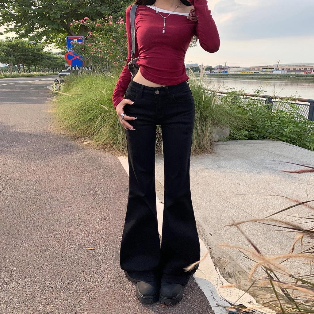 Women's Camouflage Slimming Micro-Flare Jeans - Autumn 2025 Collection