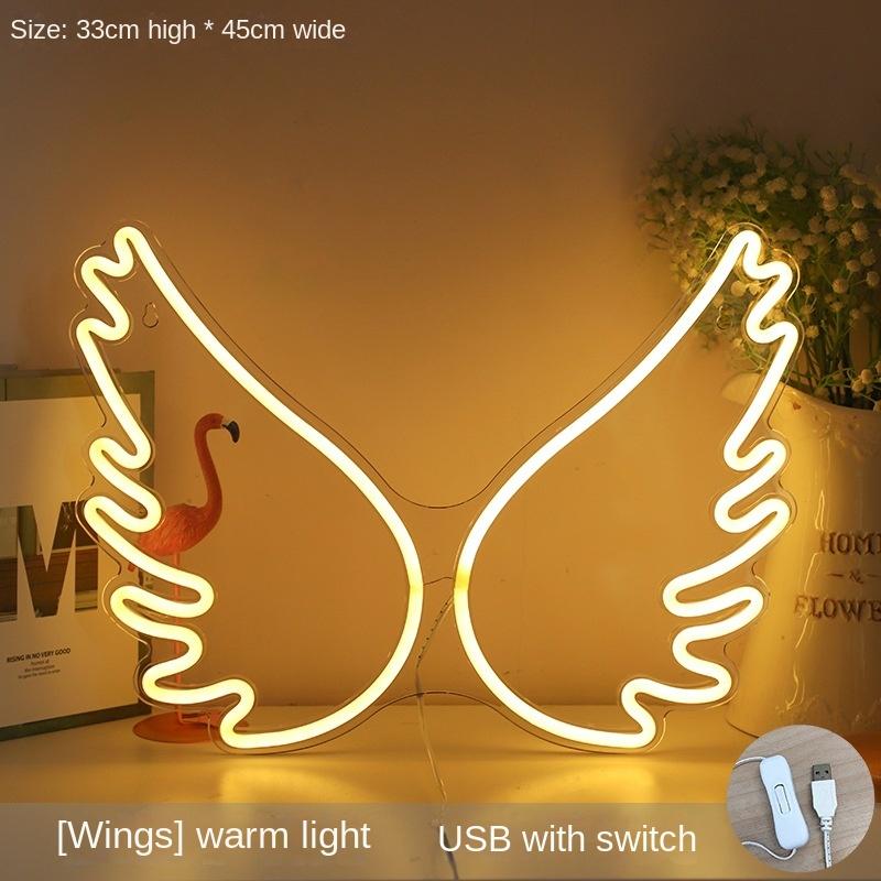 Party Decoration Glow Sticks  Neon Light Room Decoration Colorful Lights  Atmosphere Creative Decorations Ins Lights Angel Wings