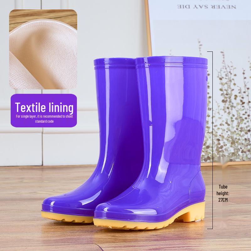 Damen Mid-Calf Fleecegefütterte Rutschfeste Regenstiefel für Alle Jahreszeiten