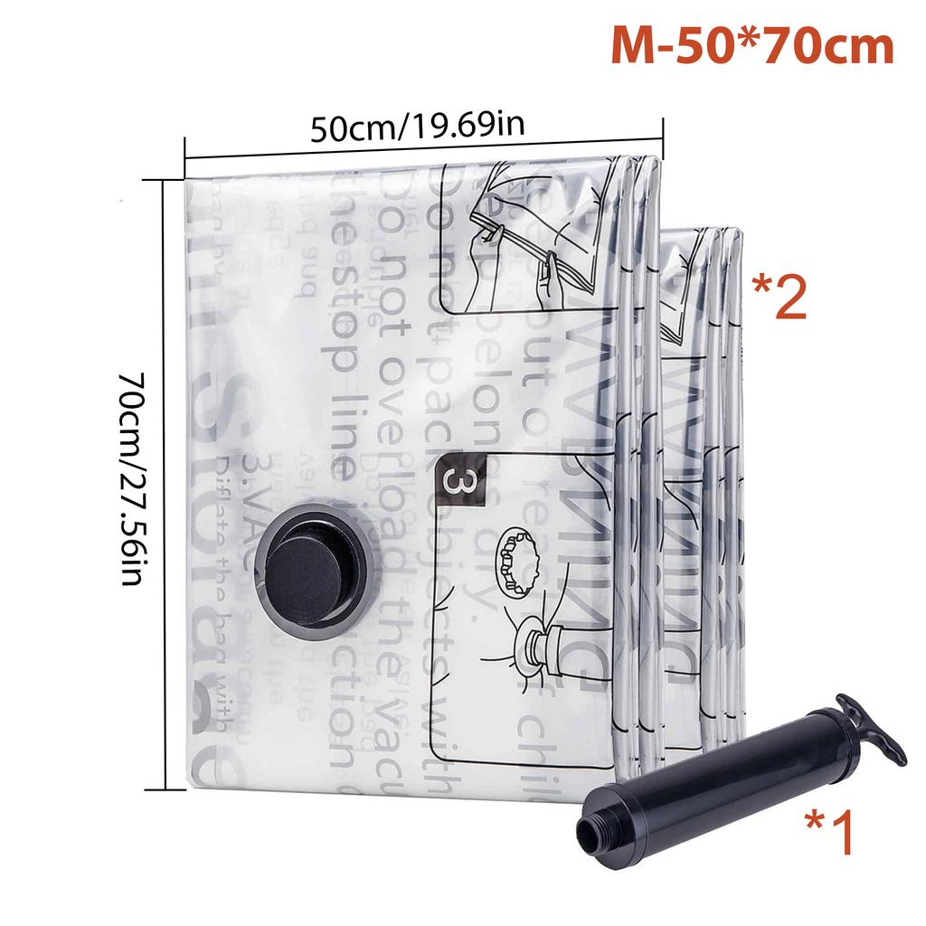 3-Piece Set of Vacuum Storage Bags with Hand Pump Multipurpose for Home Storage,Airtight Durable.Ideal for Clothes Bedding More.