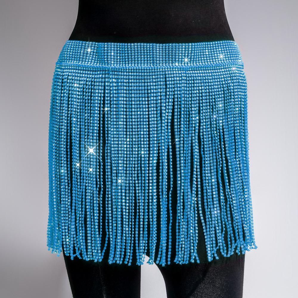 2026 Rhinestone Fringe Fishnet Mini Skirt - Sexy European & American Style Medium