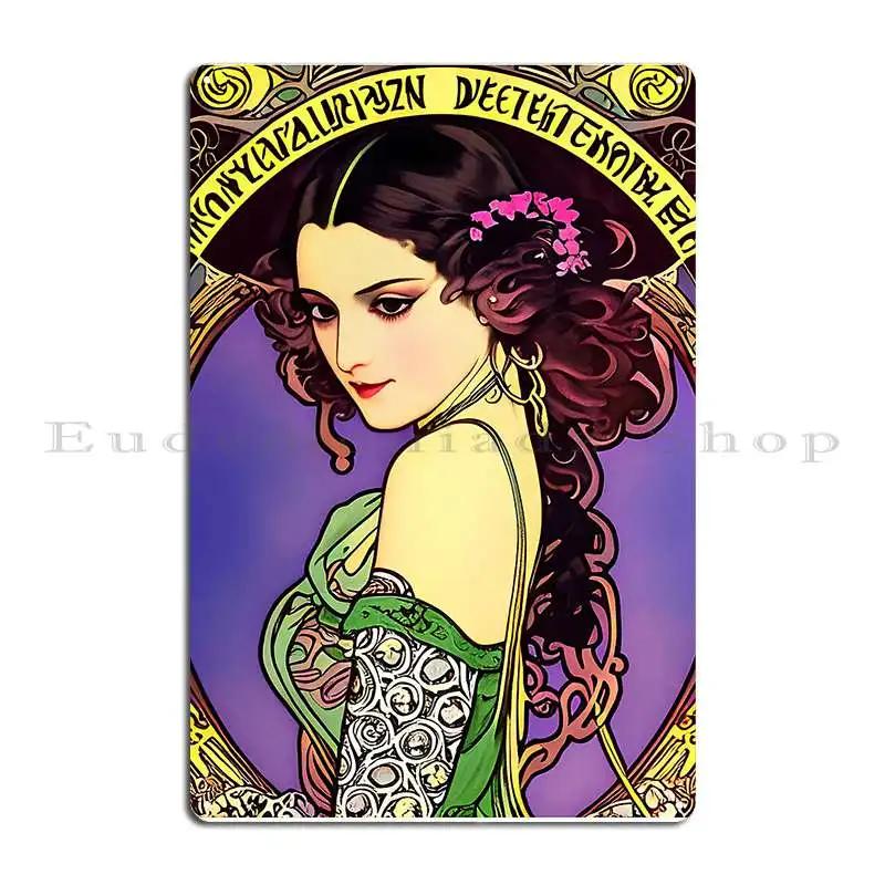 Detailed Colorful Art Nouveau Theatrical Poster S Metal Plaque Poster Bar Cave Club Wall Mural Designer Cave Tin Sign Poster