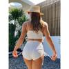 Sexy Bikini 2026 Women White Black Hollow Out Push Up Padded Two Piece Swimsuit Summer Bathing Suit Lace Up High Waist Swimwear