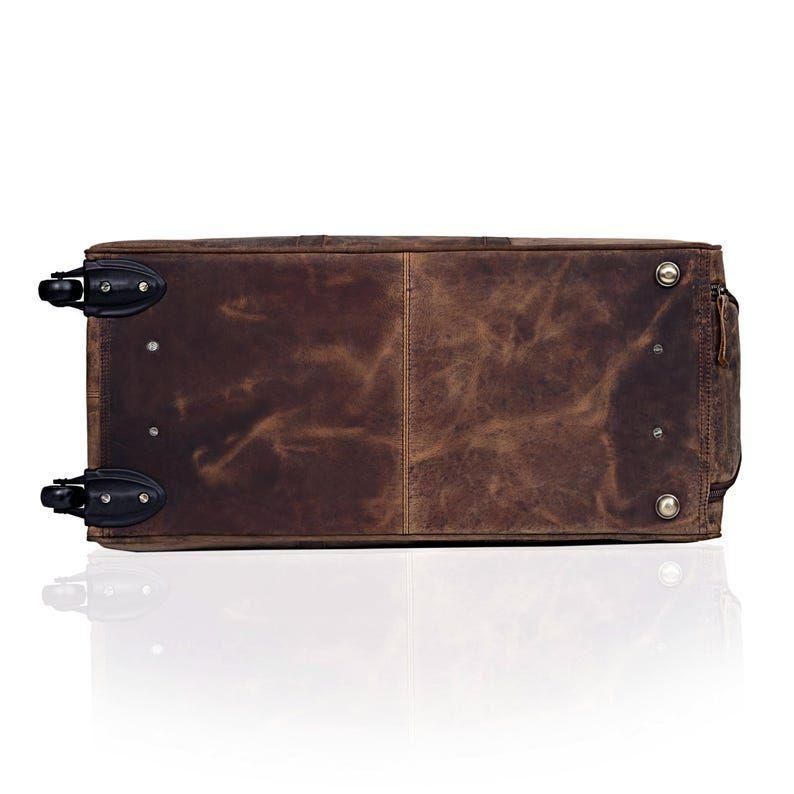 Handmade Leather Trolley Duffel Bag Mens Travel Duffel On Wheels Carry On Cabin Luggage Overnight Duffel Christmas Gift for Men and Women