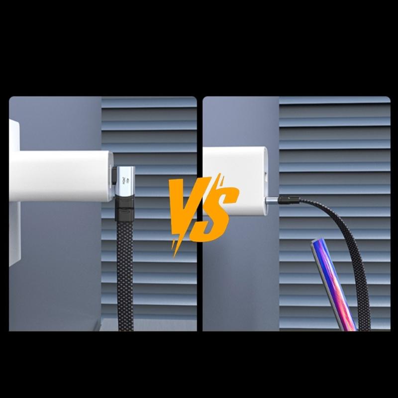PD240W Fast Charging Line USB C to Type C Cable Quick Charging Right Angle Wire 90 Degree Data Cable