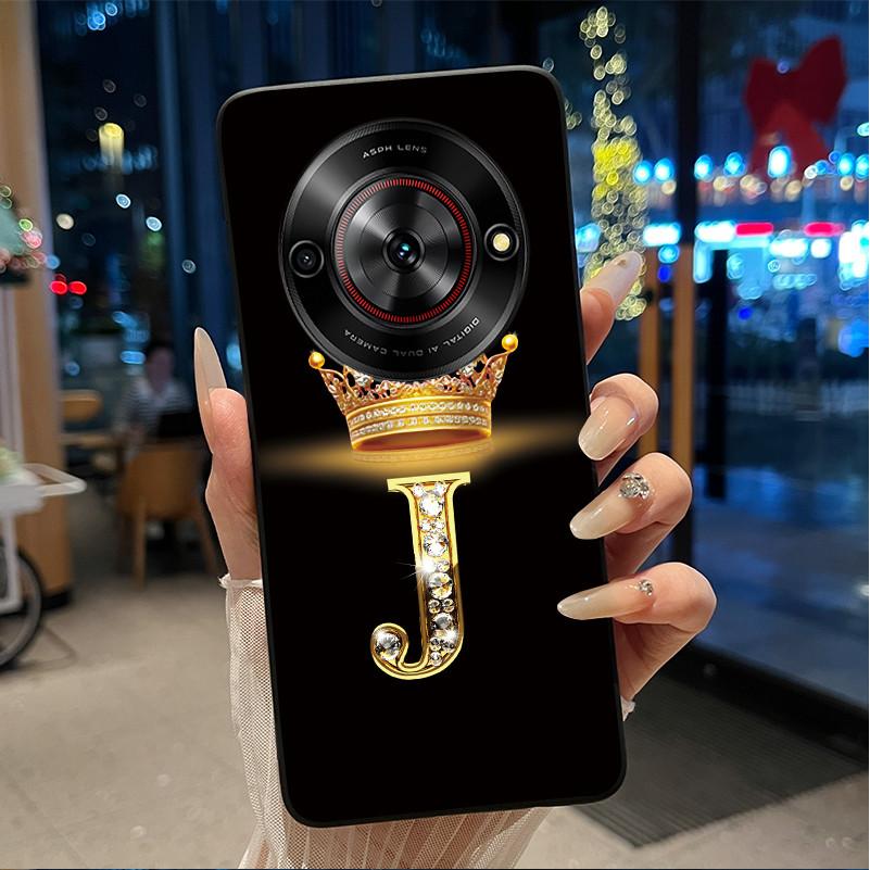 Shockproof Soft Phone Case For ZTE Blade A75 5G/ Nubia Focus 5G Bright Color and Attractive Crown Letter Pattern Casing
