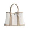 Niche high-end women's leather handbag, first-layer cowhide large-capacity canvas contrasting color garden tote bag