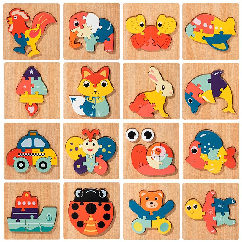 3D Wooden Animal Puzzle for Children: Early Education Geometric Toy for Boys and Girls