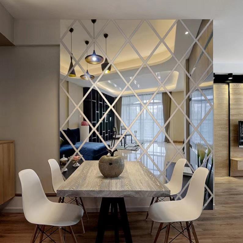 Acrylic Diamond Splicing Background Wall Mirror Sticker for Living Room Decoration