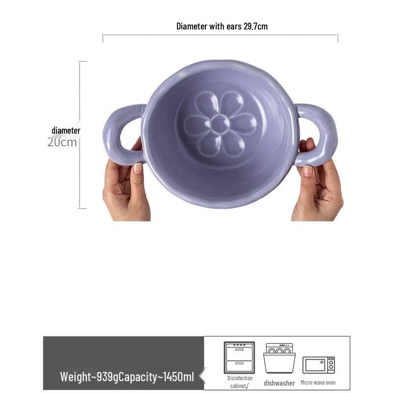 Abay Irregular Handmade Ceramic Double-Handle Bowl