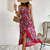 Amazon Cross-border Foreign Trade Summer New Printing Skirt European, American Bohemian Style Suspender Dress Women