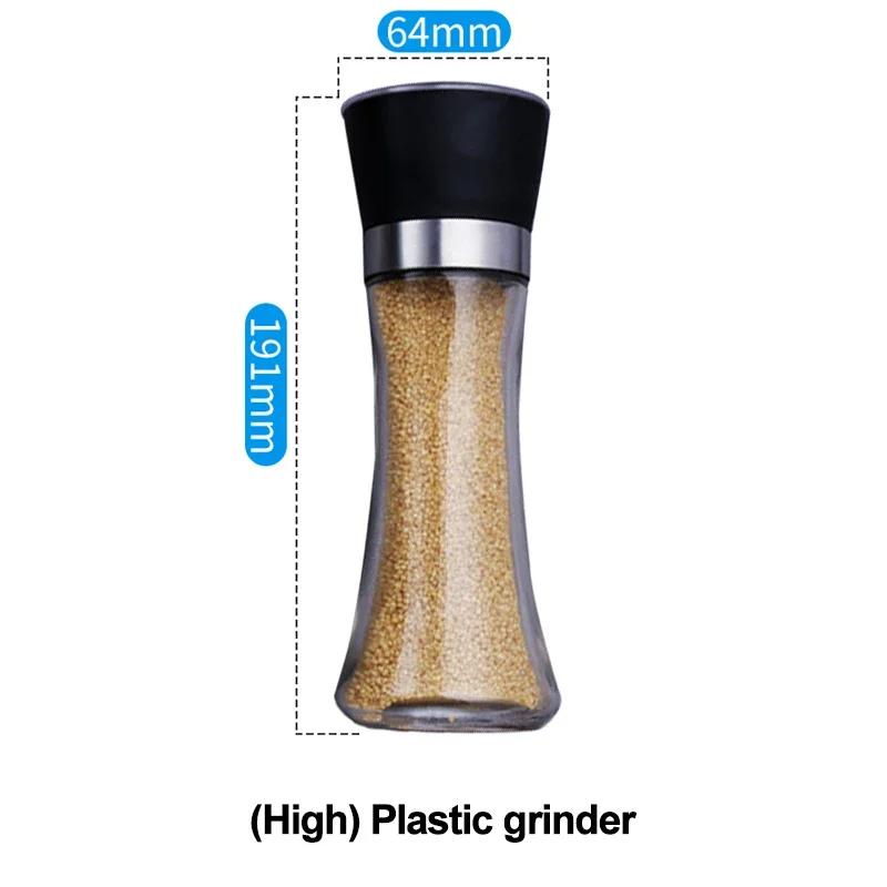 Stainless Steel Salt and Pepper Mill Manual Food Herb Grinders Spice Jar Containers Kitchen Gadgets Spice Bottles Glass