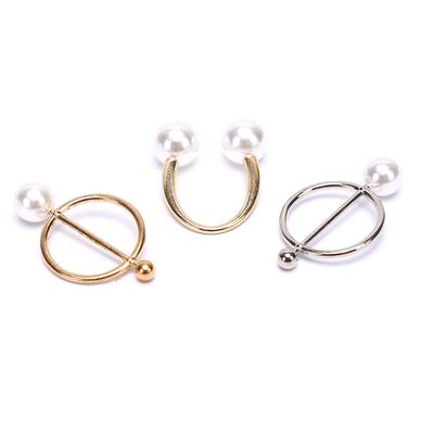 Pearl Brooch Pin Silk Scarf Buckle Women Shawl Scarf Clip Jewelry Accessories