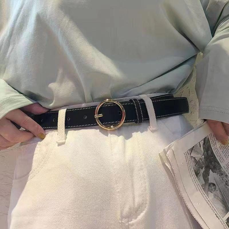 Stylish Korean Fashion Women's Waist Belt With Elegant Gold Buckle For Casual Denim