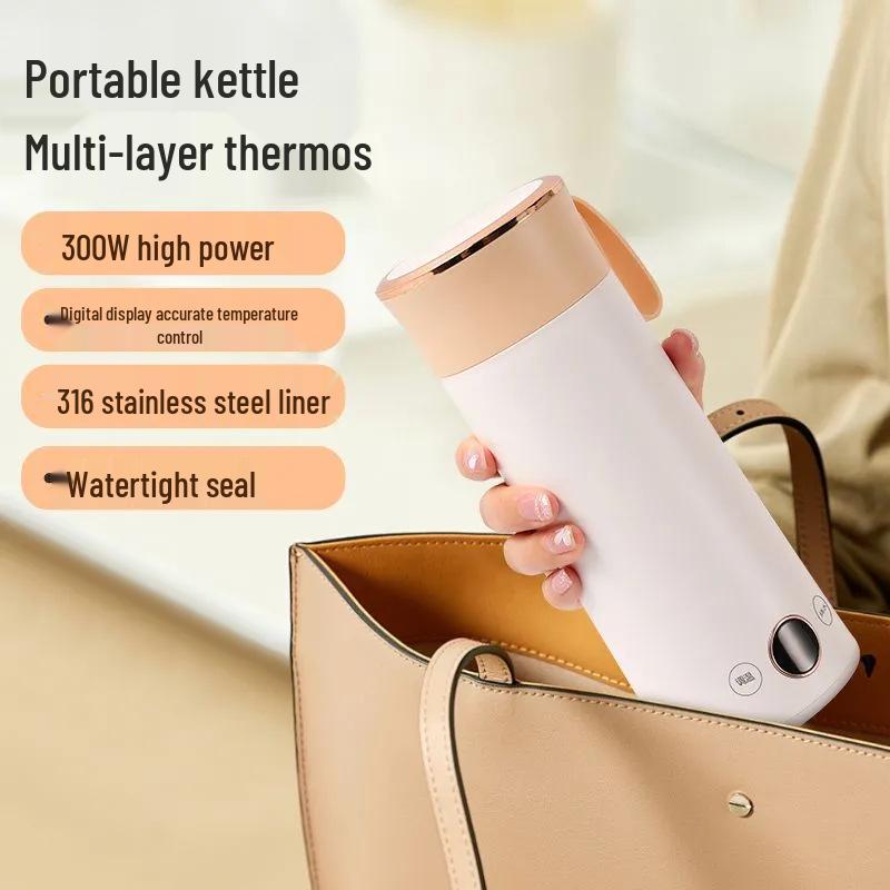 Portable Thermostatic Travel Kettle: 316 Electric Insulated Water Boiler and Cup