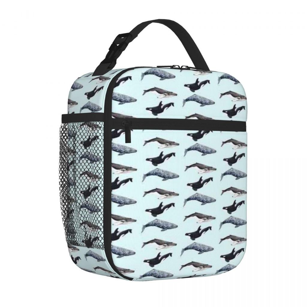 Bestselling Orca Humpback And Grey Whale Embossed Carry Lunch Bag Open Air Meal Commuter Lunch Bag