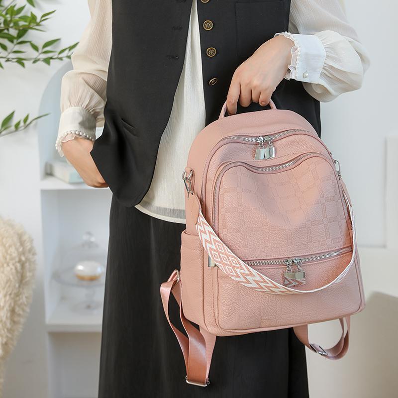 Women's PU Backpack Outdoor Travel Large Capacity Backpack Multi-function Shoulder Bag