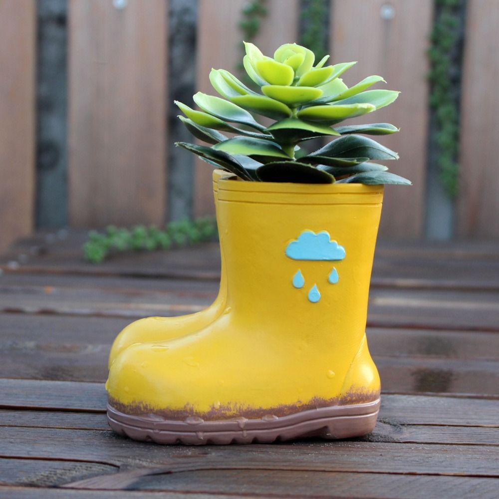 Funny Rain Boot Planter Decorative Hydroponic Flower Holder Flower Pot Landscaping Sculpture