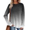 Women's Winter Color-Block Printed Lightweight Brushed-Cotton Round Neck Top