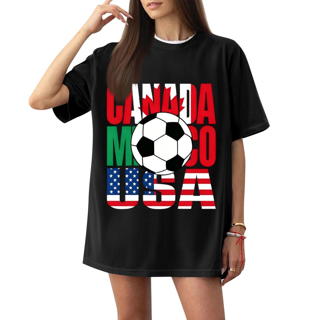 Women's Casual Short Sleeve T-Shirt Letter Print Soccer Graphic Loose Fit Lightweight Crew Neck Top for Everyday Wear