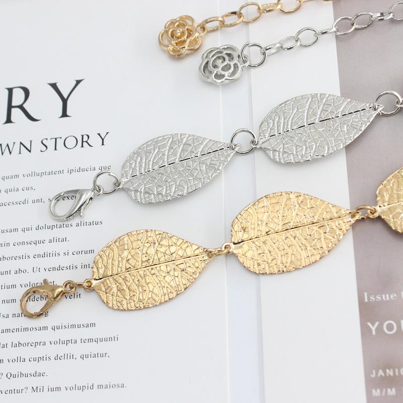 Dress waist chain - women's metal leaf hook chain - minimalist decorative skinny belt