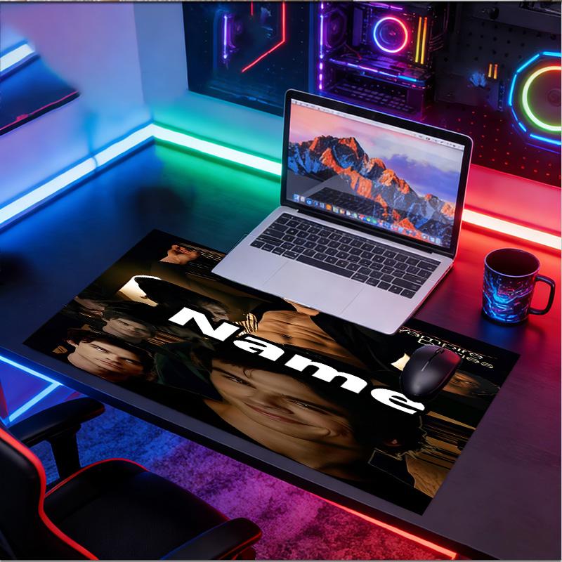 Custom Name Personalized Damon Salvatore Pattern Mousepad, Laptop PC Desk Mat, Decorative Desk Mat for Home Keyboard Pad Gift