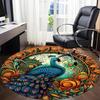 1pc Peacock Garden Office Round Area Rug, Under Office Chairs Bedroom Living Room Home Decor, Room Deco, Available in Various Sizes