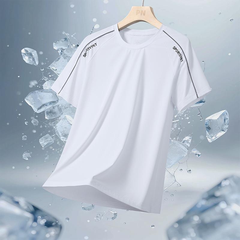 Eisseiden kurzes T-Shirt Herren Fitness Eisseide Halbsleeve Herren atmungsaktives Netz Sport Halbsleeve atmungsaktives schweißableitendes T-Shirt