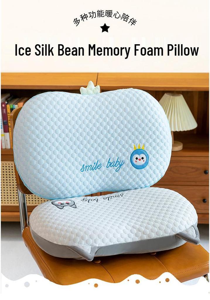 Cartoon Cat Ice Bean Memory Foam Cooling Neck & Back Support Pillow