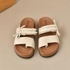 One-and-a-half slippers women's summer wear new pearl one-pedal shoes flat sandals lazy sandals