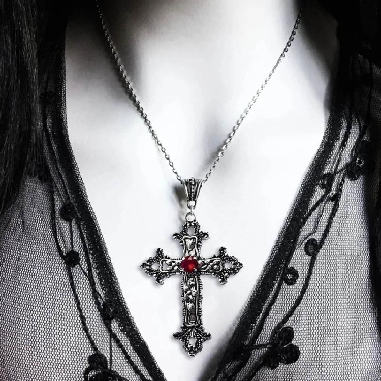 2pcs  Crucifix Pendant Neckchain Gothic Necklace Fashionable Unisex Accessory