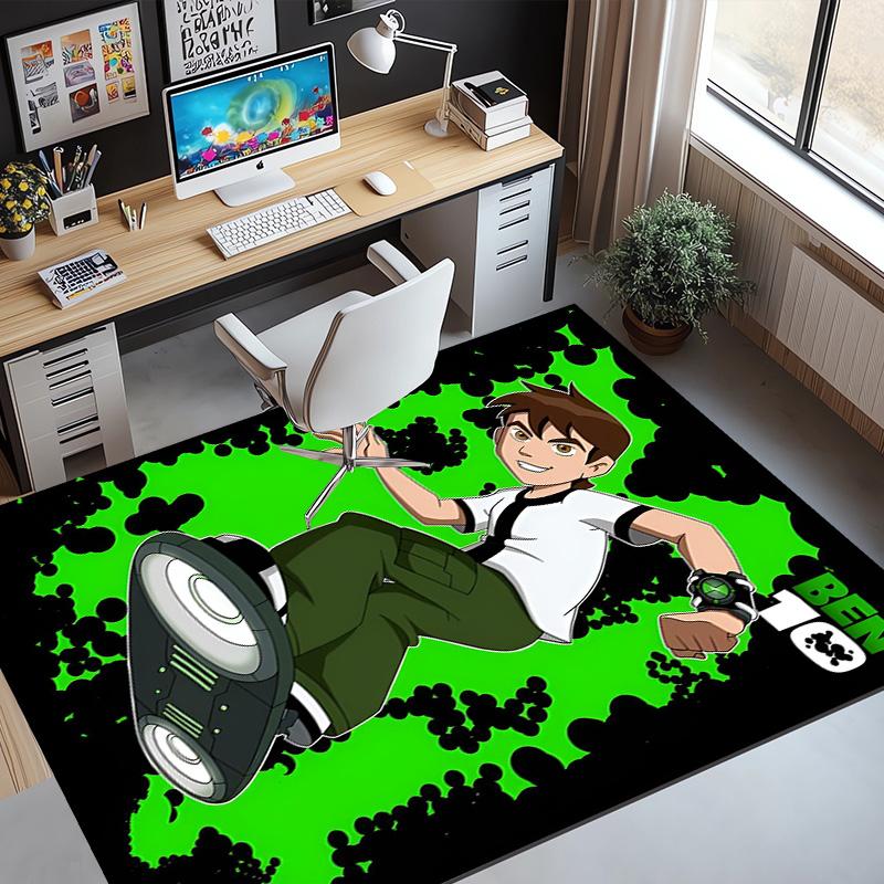 Ben 10 Cartoon Pattern Rug, Indoor/Outdoor Mat, for Picnic, Gameroom, Bedroom, Office, Living Room, Home Decor Carpet, Birthday Gift