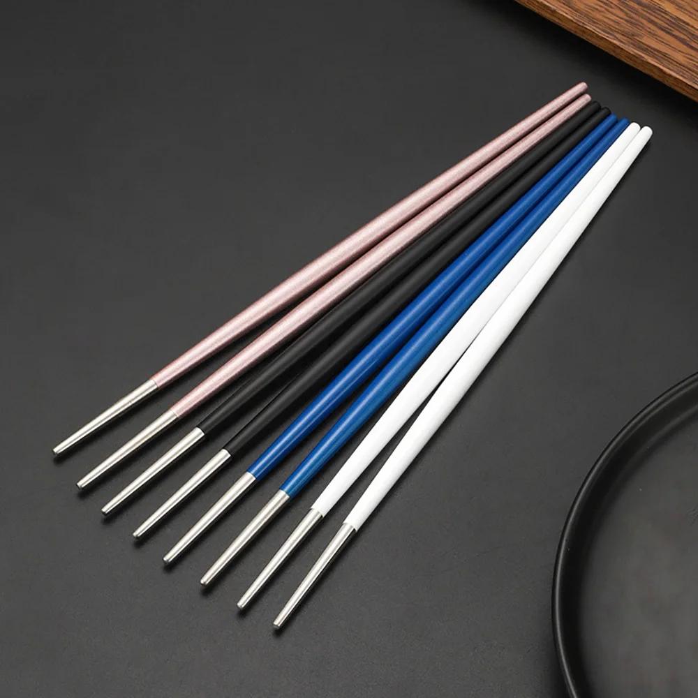 Japanische 1/2/5 Paar Essstäbchen 304 Edelstahl Anti-Rutsch Essstäbchen Metall Sushi-Stäbchen Koreanisches Essen Chinesisches Essstäbchen Set