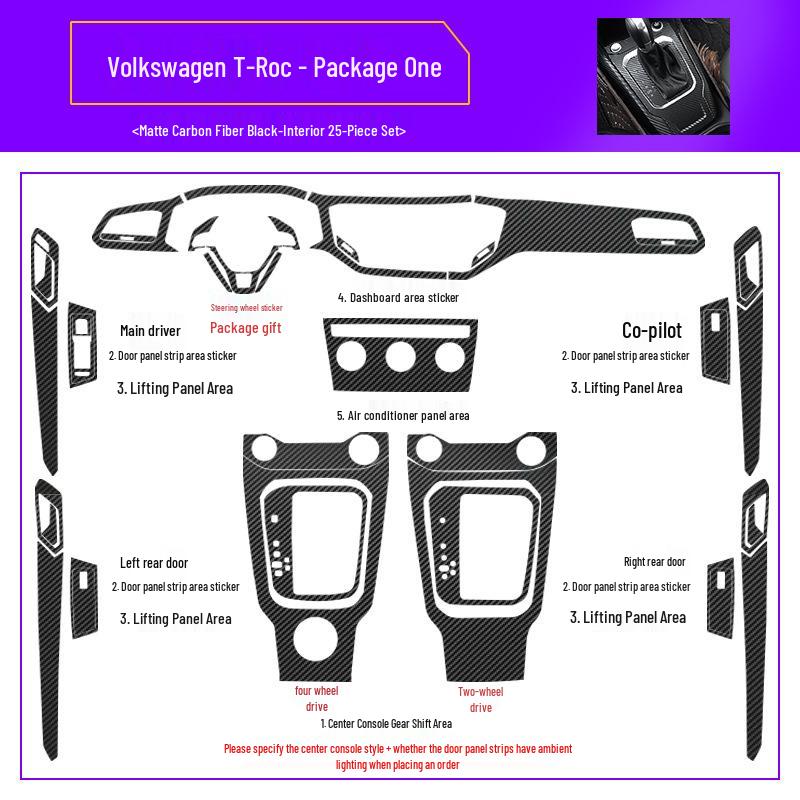 18-21 Volkswagen T-Roc Starry Sky Interior Stickers for Console & Gear Lever