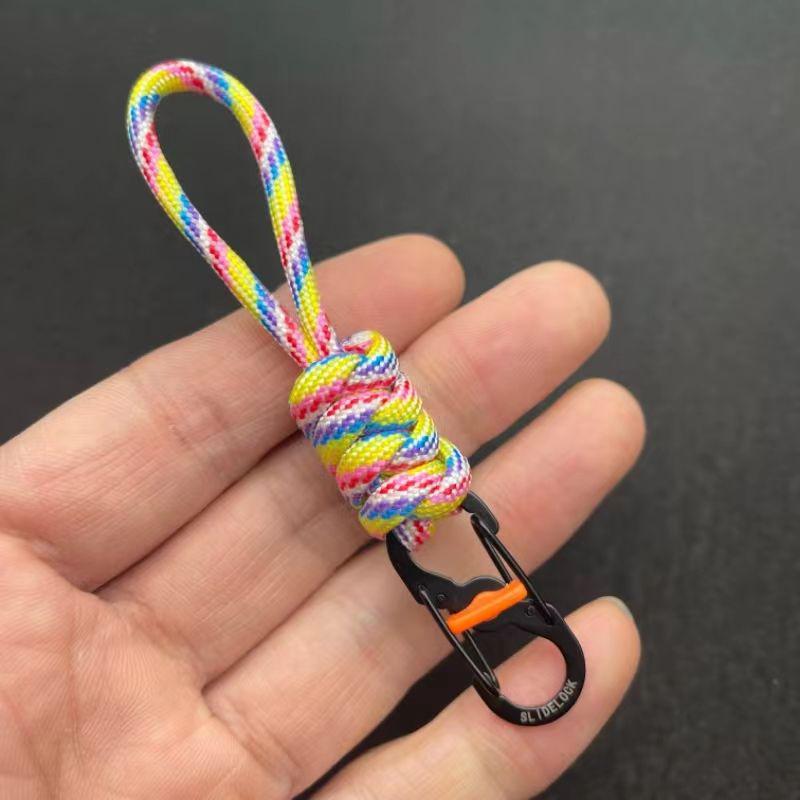 10cm Anti-Theft Paracord Keyring with Locking Figure-8 Buckle, Portable Outdoor Lanyard Hook.