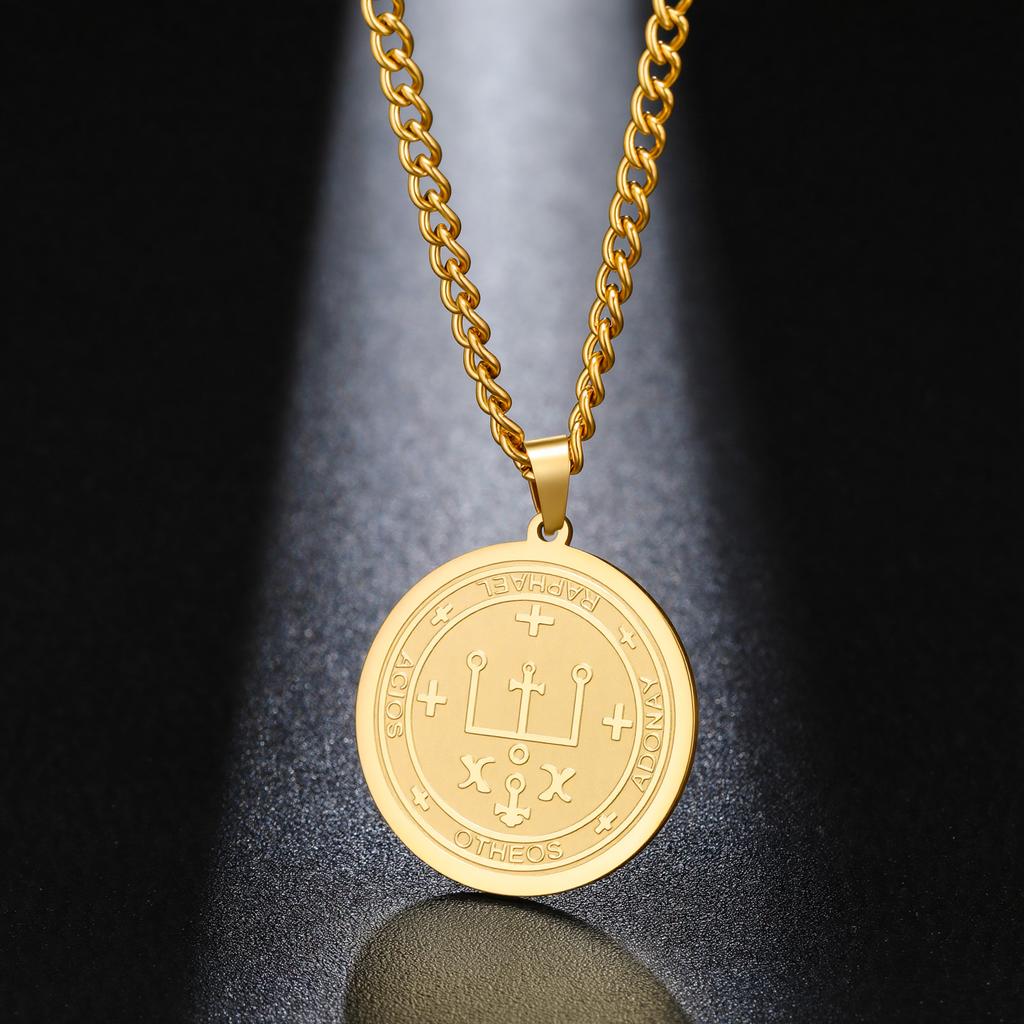 LIKGREAT Collana con Pendente Arcangelo Raffaele per Uomo Donna Religiosa Cristiana Cattolica Gioielli in Acciaio Inossidabile Regalo di Natale