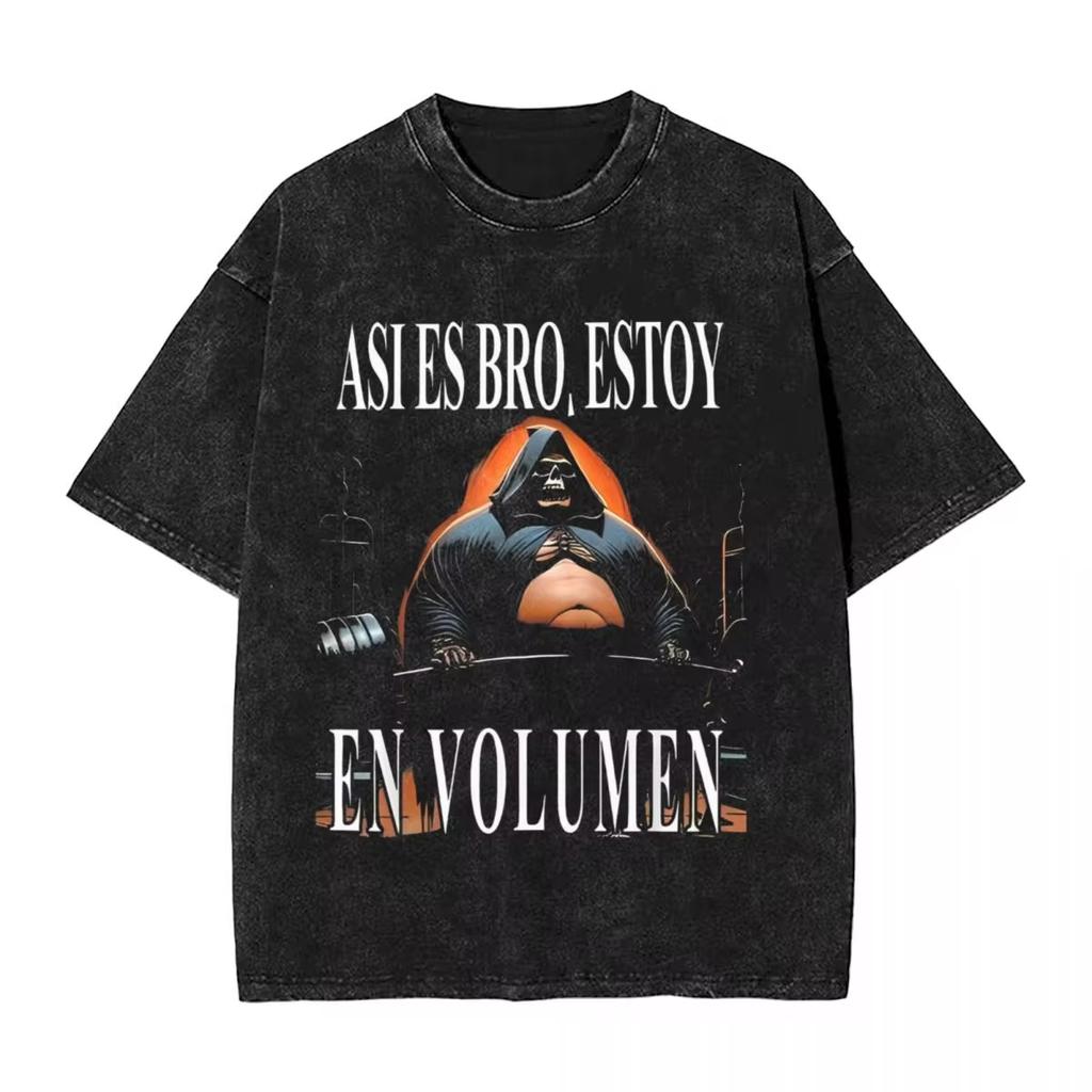 AAAH CULEROS ESO NO ERA CREATINA Funny Skeleton Gym Washed T-Shirt Humorous Skull Vintage Tee Fitness