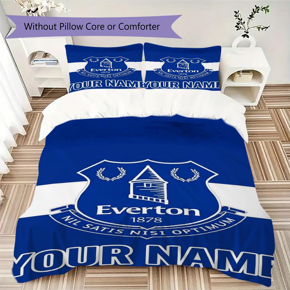 Custom Name Everton FC Pattern Bedding uilt Set uilt Cover Pillowcase Home Decoration Birthday Gift (1*duvet cover+2*pillowcase without core)