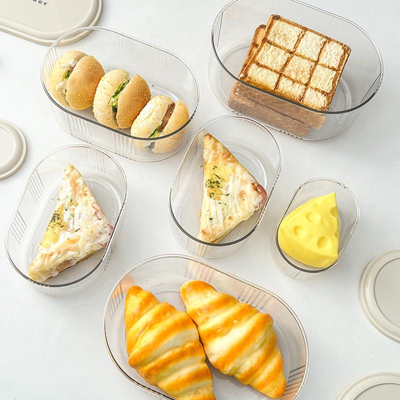 Bread Toast Storage Box Transparent Food Container Box With Lid Refrigerator Plastic Large Capacity Fresh Keeping Box