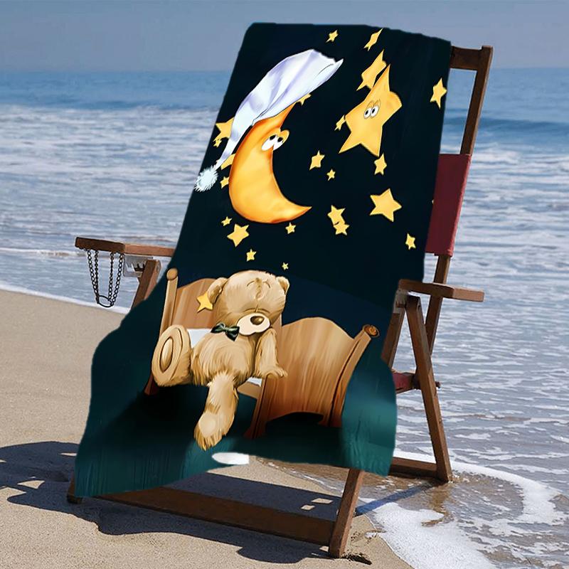 Proof Beach Towel with a Cartoon Teddy Bear Ted2 Pattern - Soft,absorbent,quick-drying,machine Washable - Perfect for Swimming,camping,bathing