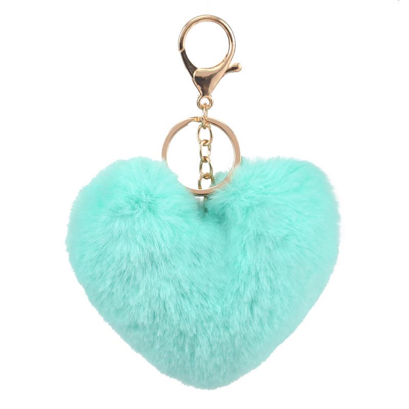 Fashion Cute Fluffy Heart Fur Keychain Soft Plush Leopard Print Pendants Kawaii Bag Car Charm Stuffed Toy Valentine'S Day Gifts