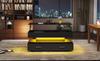 100*50*44cm Hydraulic Height-adjustable Coffee Table, with LED Lighting, Bluetooth App Control, 2 Drawers and Open Storage, Black Liftable