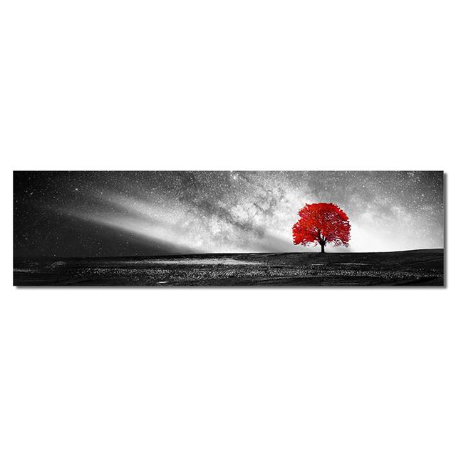 Naturlandskap Bybilde Svart Rød Tog Lerretmaleri Veggkunst Bilder Plakater og Trykk for Stue Soverom Hjemmeinnredning Uten Ramme