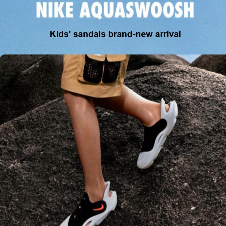 Nike Aqua Swoosh Sandal PS Black Hyper Orange Kids Sneakers Green-Strike White FN0876-001