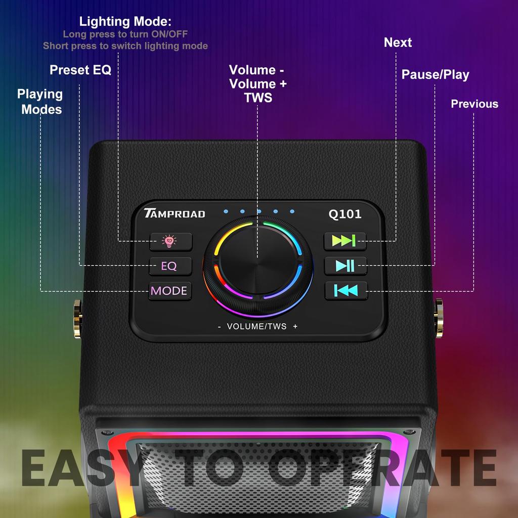 Bluetooth-Lautsprecher, 120W Spitzenleistung Kabellose Lautsprecher Boombox mit Tiefem Bass, Tragbarer Lauter Stereo-Sound Subwoofer mit LED-Lichtshow